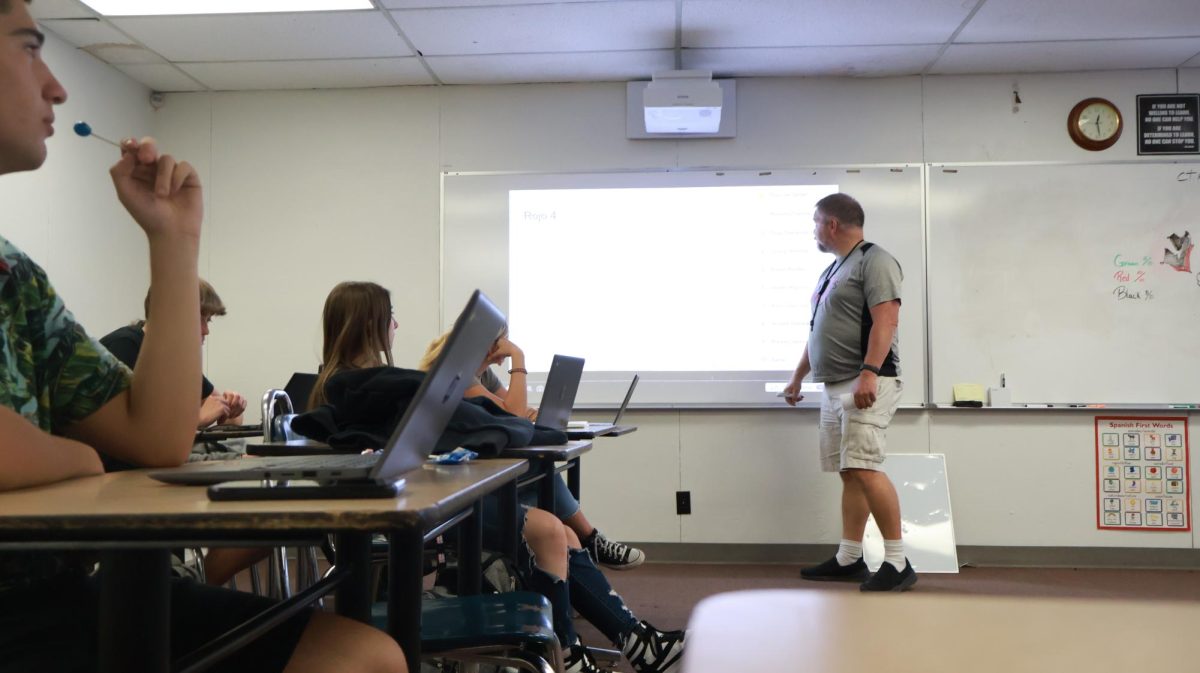 Mr. Smith, one of the teachers from the graduating class of 1997, teaching his fourth period Spanish class