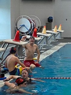 Hayden brown, hadley and a few other students practicing at the aquatic center in tooele
