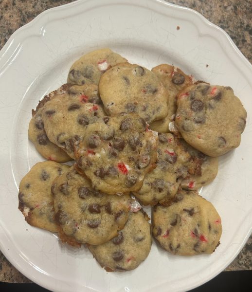 Peppermint Chocolate chip cookies made by Gracie Holm and Brooklyn Olson on December 1, 2023