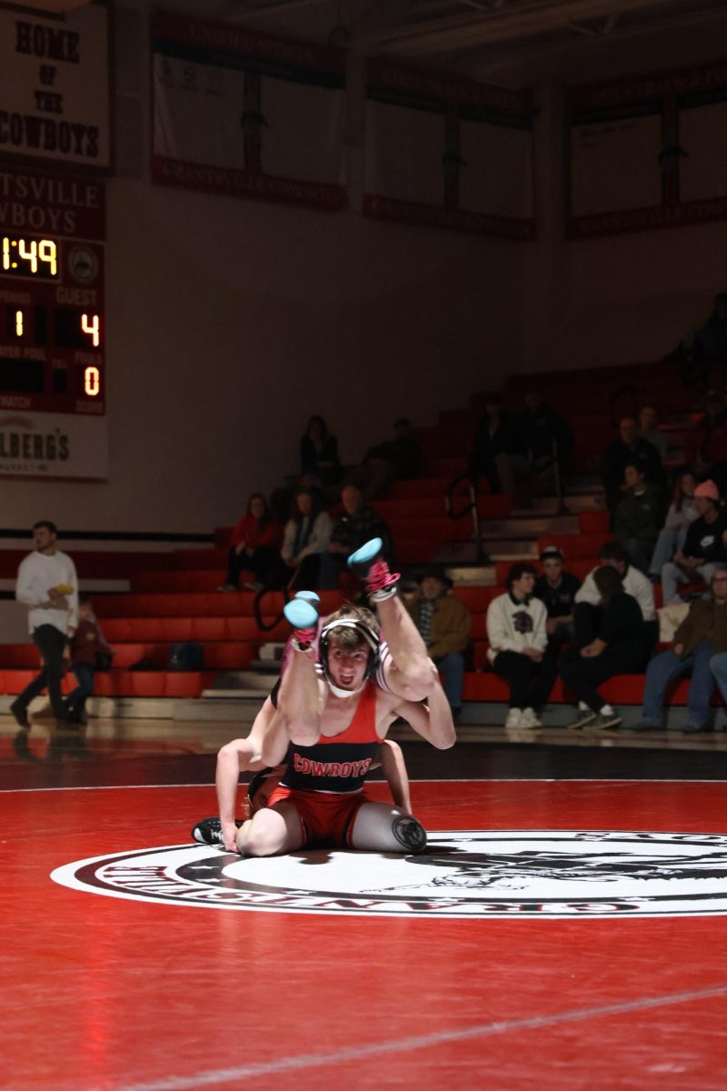 Keaton Sullivan wrestling his Morgan High School component on 1/11/23 at GHS