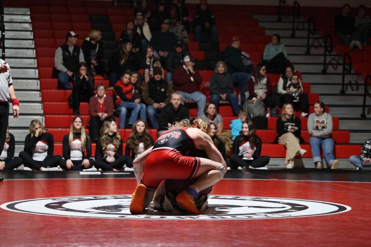 Gunnar Griffis on top of his component from Morgan High School on 1/11/23 at GHS