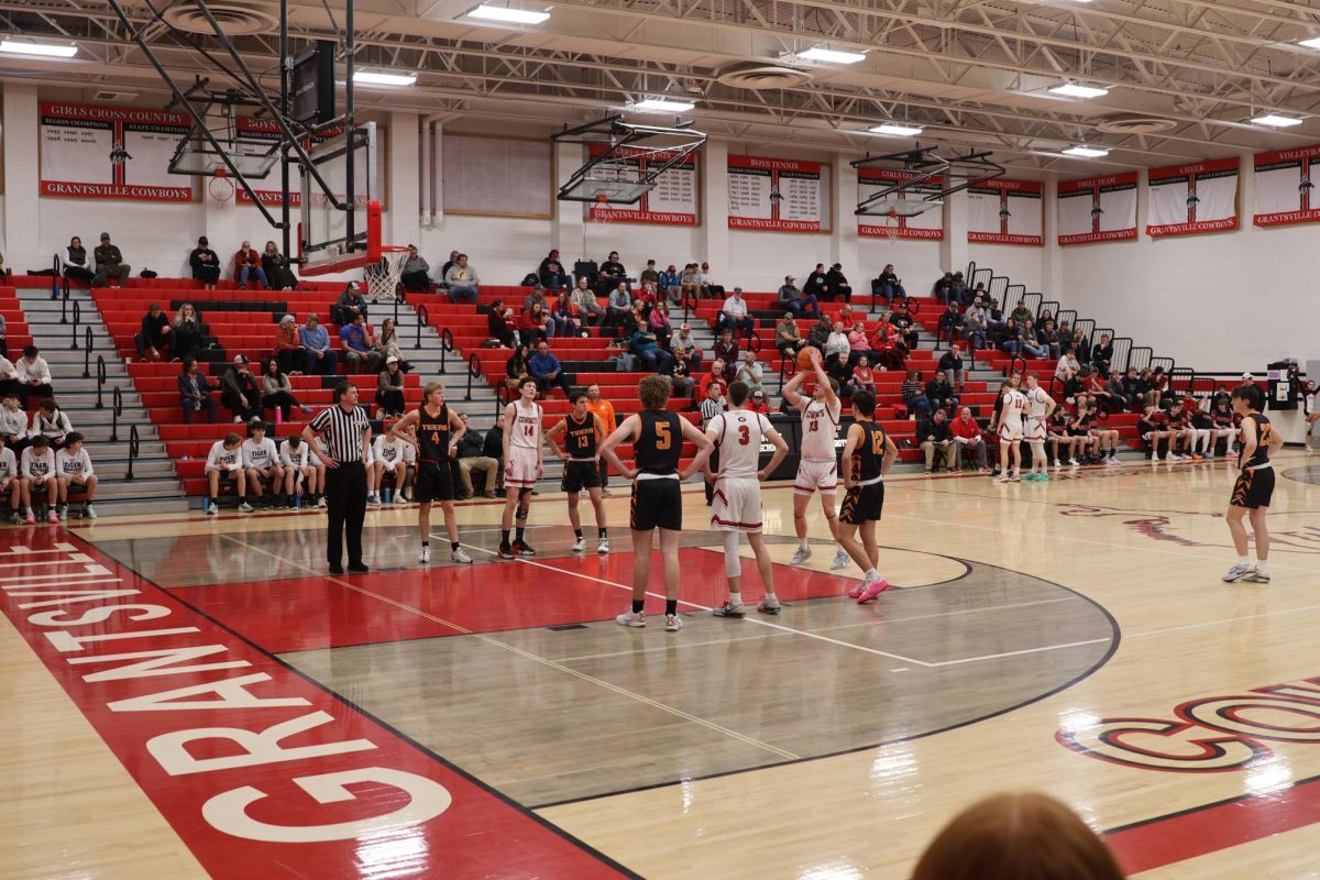 01/24/24 Grantsville vs. Ogden Ethan Powell shooting a free throw at GHS 